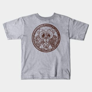 Owl Mandala Brown Kids T-Shirt